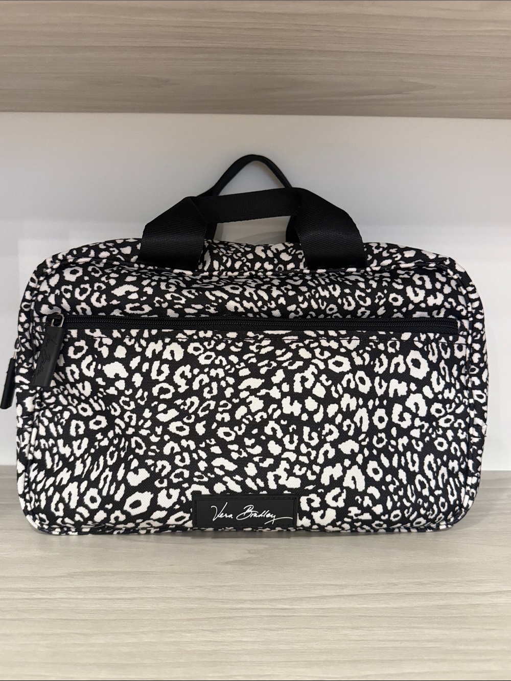 Vera Bradley Black and White Leopard-Print Cosmetic Case
